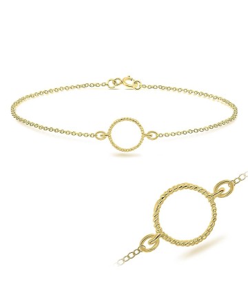 Gold Plated Circle Rope Silver Bracelet BRS-212-GP